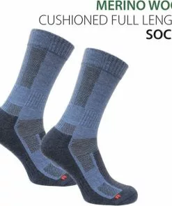 Promo 🛒 Norfolk - Wandelsokken - 2 Paar - 60% Merinowol Sokken Met Demping - Leonardo - Blauw - 39-42 - Unisex 🧨