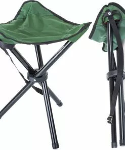 Aanbiedingen 👏 Ariko Inklapbaar Viskrukje - 3 Poots Krukje - Groen/ Zwart - Lichtgewicht - Opvouwbaar - Kampeerkruk - Festivalkruk 🔔