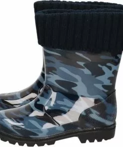 Flash-uitverkoop π Apollo Blauwe Kleuter/kinder Regenlaarzen Camouflage/leger Print Met Voering - Rubberen Laarzen/regenlaarsjes Voor Kinderen 27 π