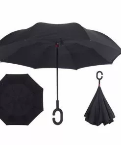 Nieuw 🤩 Merkloos SmartPlu 12288-A - Grote Storm Paraplu - Zwart - Omkeerbaar - Ergonomisch - Microfiber - 105cm ✔️