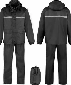 Flash-uitverkoop 🎁 BJØRNSON Dusch Regenpak Dames & Heren - Waterdicht - Maat S - Zwart 🧨