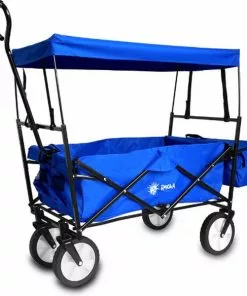 Promo 🔔 Rijoka Opvouwbare Bolderkar/Bolderwagen | Met Dakje En Draagtas | Blauw ✨