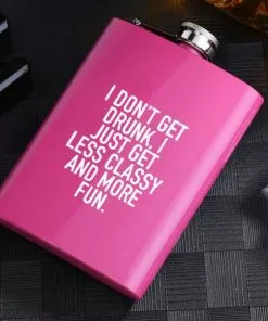 Goedkoopste 🌟 Merkloos Roze Gecoate RVS Heupfles Met Grappige Tekst 236 Ml / 8oz - Veldfles Staal - Platvink - Zakflacon - Heupflacon - Drankfles - Drankflacon - Zakfles - I Don't Get Druk, I Just Get Less Classy And More Fun - Pink 🌟