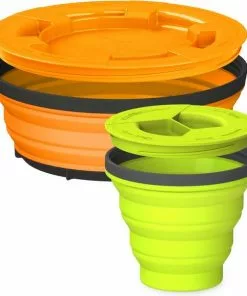 Uitgang 👍 Sea To Summit X-Seal & Go Set - Campingservies Inklapbaar - Beker + Schaal - Small - Lime/Oranje 🥰