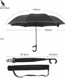 Nieuw ⌛ San Vitale® - Unieke Reversible Windproof Paraplu - Krant Wit 💯 -Kamperen-outdoor Verkoopwinkel 550x618 4