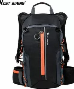 Uitgang 😉 West Biking Ultralichte Drinkrugzak | Lichte Hydro Rugzak | Outdoor Sporten Hardlopen Klimmen Pouch Fietsen Wandelen | Waterafstotende Fiets Rugzak – 10 L Zwart/Oranje ⭐
