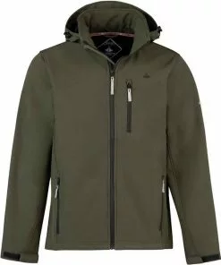 Begroting 👏 BJØRNSON DAG Softshell Jas 4 Seizoenen Heren - Winddicht - Fleece Gevoerd - Waterafstotend - Ademend - Outdoor Herenjas - Rits Zakken - Tussenjas - Maat 2XL - Olijfgroen 😍