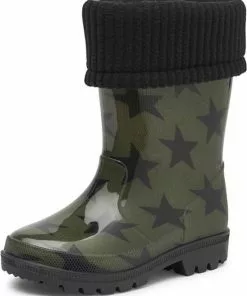 Promo ❤️ Gevavi Kinderlaars Star - Gevoerde Kinderlaars - PVC - Groen/zwart - Maat 35 ✔️