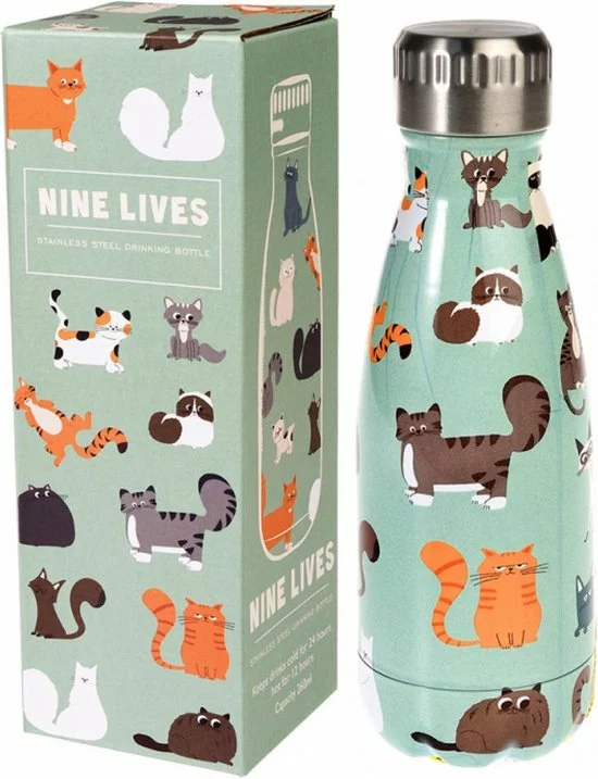 Korting β Nine Lives - Stainless Steel Drinking Bottle - 260ml - Rex London - Cats π€© 1 Korting β Nine Lives - Stainless Steel Drinking Bottle - 260ml - Rex London - Cats π€©