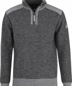 Hete verkoop 👏 BJØRNSON THYMO Fijn Gebreide Pullover 4 Seizoenen Heren - Fleece Gevoerd - Trui Met Rits - Maat S - Antraciet Grijs Melange 🔔