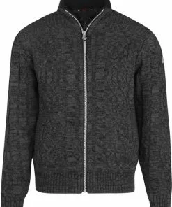 Gloednieuw ✔️ BJØRNSON Viggo Kabel Gebreid Wintervest Heren - Teddy - Maat M - Antraciet Grijs ❤️