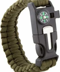 Goedkoop 🥰 Merkloos Survival Paracord Armband Met Kompas En Fluitje - 4 In 1 - Groen 🥰
