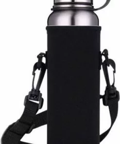 Begroting 🥰 Kosta - Fleshouder - Drinkfleshouder - 1 Liter - Wandelen - Outdoor - Hiking - Sport - Zwart - Verstelbare Maat - Unisex 👍
