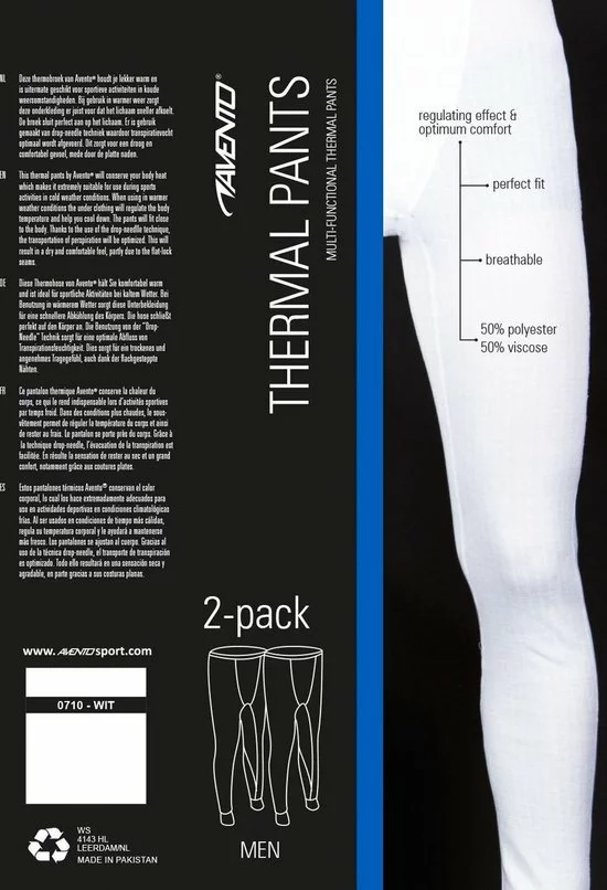 Goedkoopste π Avento Thermobroek Mannen - 2-Pack - Wit - Maat S π 4 Goedkoopste π Avento Thermobroek Mannen - 2-Pack - Wit - Maat S π - Afbeelding 4