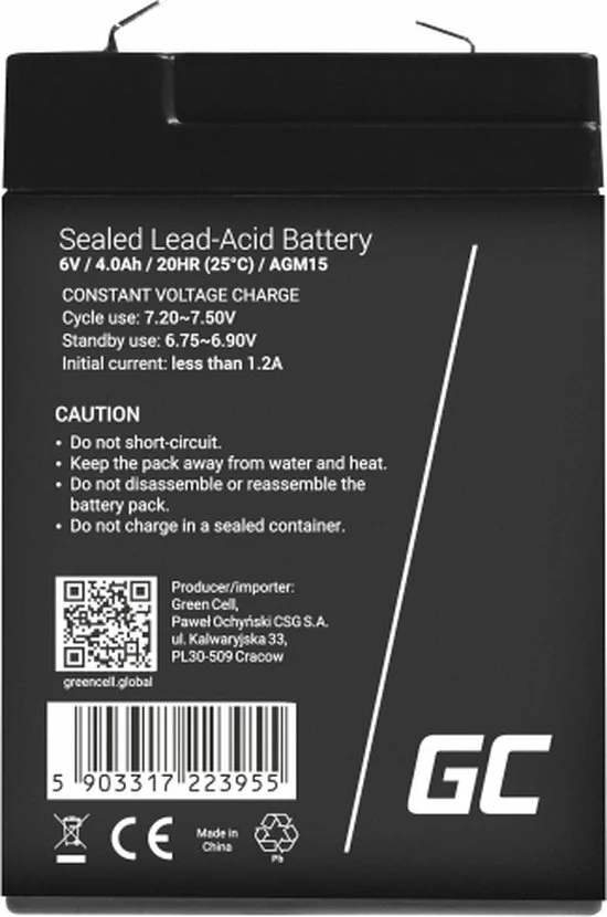 Kopen ⭐ GREEN CELL AGM Batterij 6V 4Ah. ✔️ 4 Kopen ⭐ GREEN CELL AGM Batterij 6V 4Ah. ✔️ - Afbeelding 4